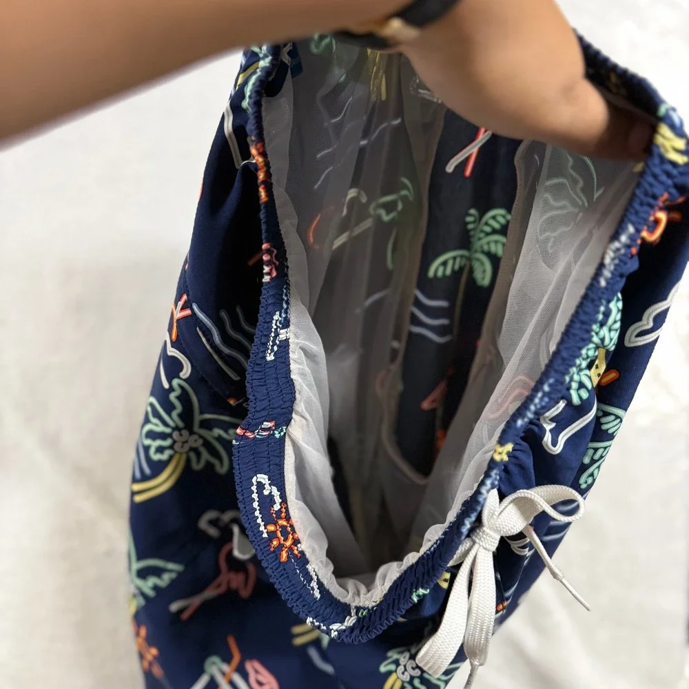 Chubbies M Navy Neon Tropical Flamingo Palm Tree Swim Trunks Shorts 7